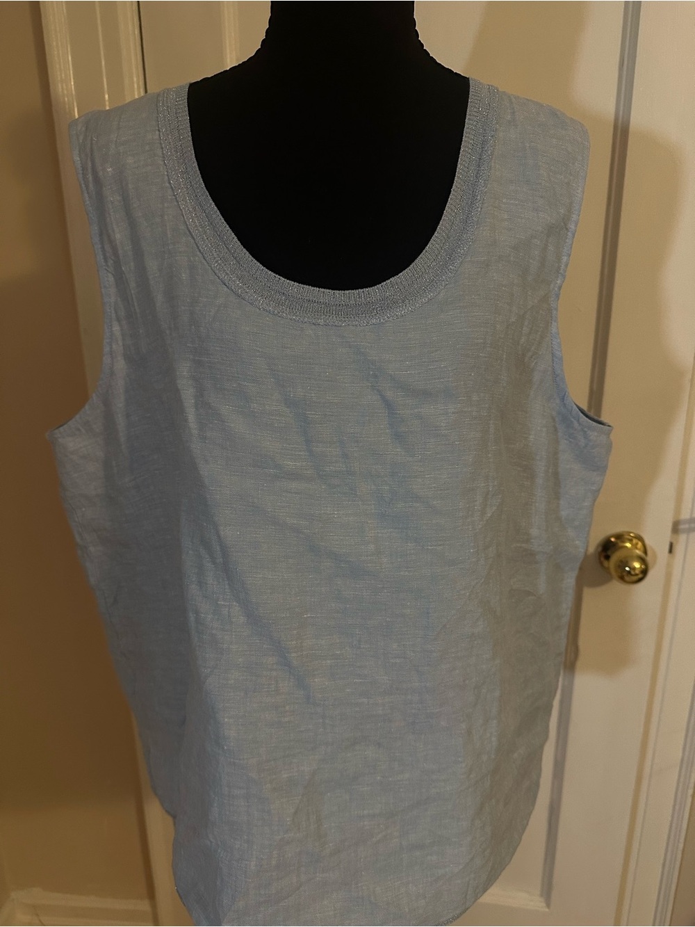 Saks Fifth Avenue Pale Blue Linen Scoop Neck Tank